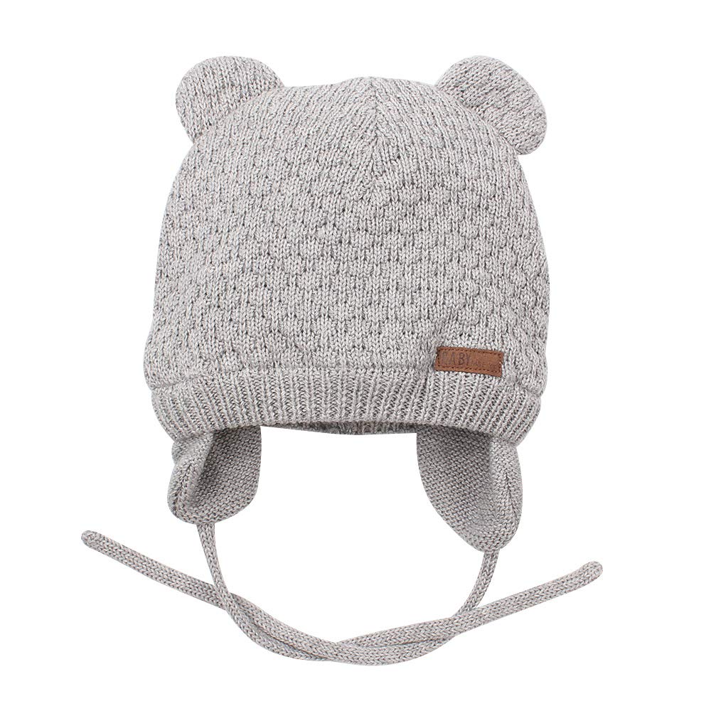 Baby Beanie Hat with Earfalp Bear Knit Warm Winter Cap for Boys