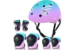 JIFAR Kids Helmet and Pads Set for Skateboard & Bike - Adjustable Toddler Safety Gear with Cool Color Gradient for Boys Girls 3-5-8-14 Years Old, for Scooter, Rollerblading, Longboard
