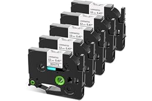 COLORWING TZe-231 TZ Tape 12mm 0.47 Laminated White Compatible with Brother Label Maker Tape P Touch Label Tape TZe231 1/2" for Brother Ptouch PT-D210 D220 1280 H110 1880 D400 P710BT Refills, 5-Pack