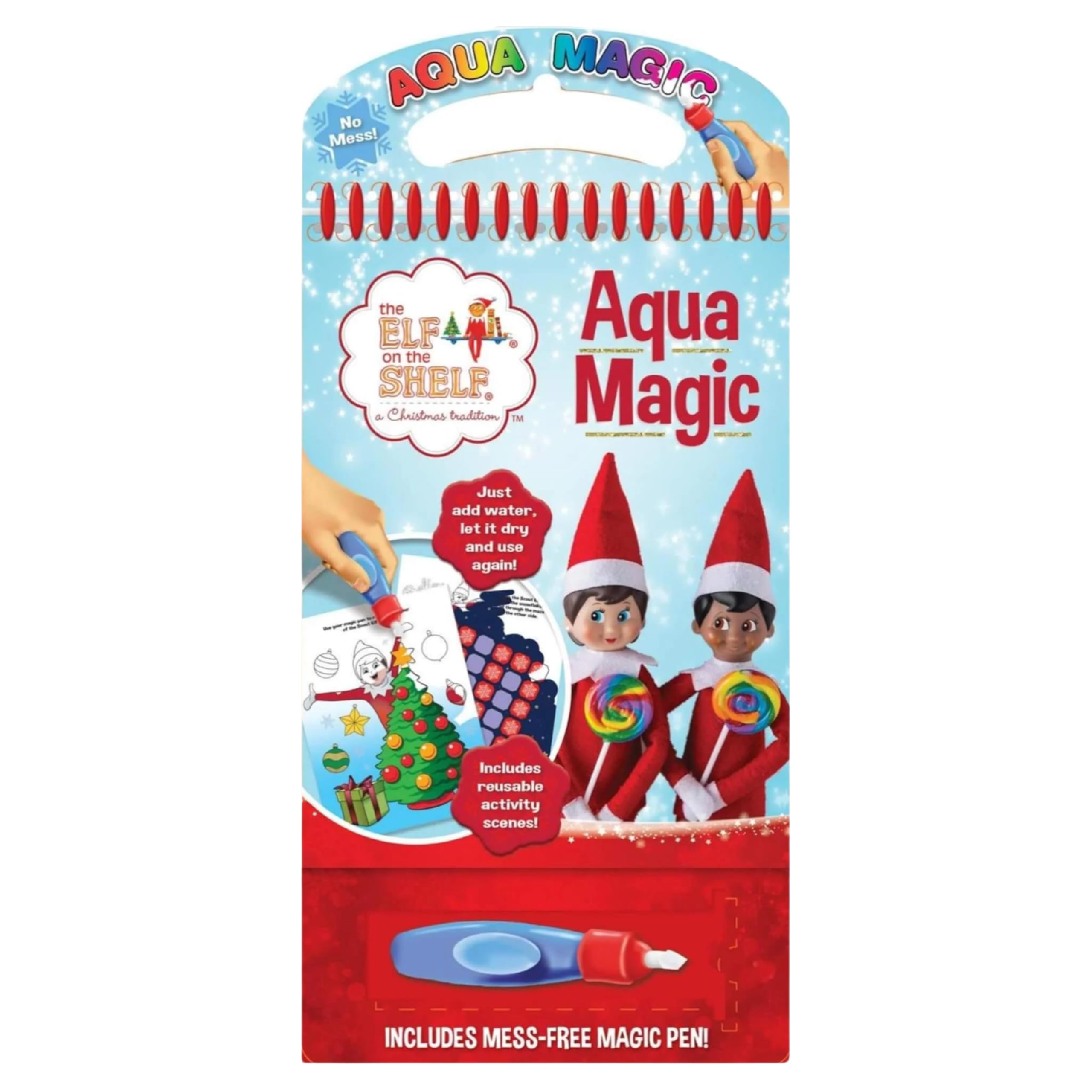 Elf On The Shelf Aqua Magic Book | Christmas Activity Book | Magic Brush | Elf Water Colouring Book | Elf Gifts and Presents for Kids | Christmas Elf on the Shelf Accessories | Elf Arrival