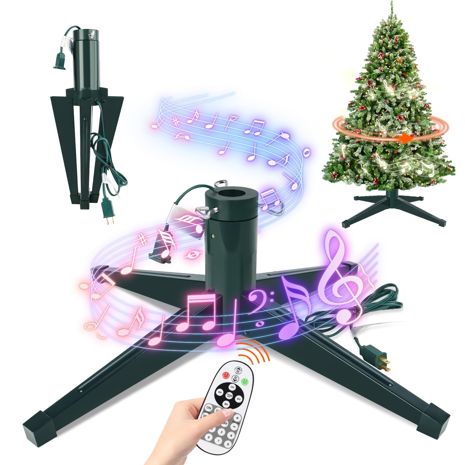 Photo 1 of *MISSING PARTS*
Axcoix Musical Rotating Christmas Tree Stand, Adjustable Tree Stands with Remote Control Music, Speed and Light, Artificial Christmas Tree Stand for Up to 8.5 FT 110 LB Tree