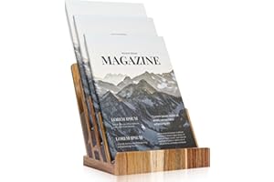 Acacia Wood Brochure Holder 8.5×11 Inch Literature Organizer 4-Tier Magazine Stand Display For 6×9 inch Brochure Pamphlet Fly