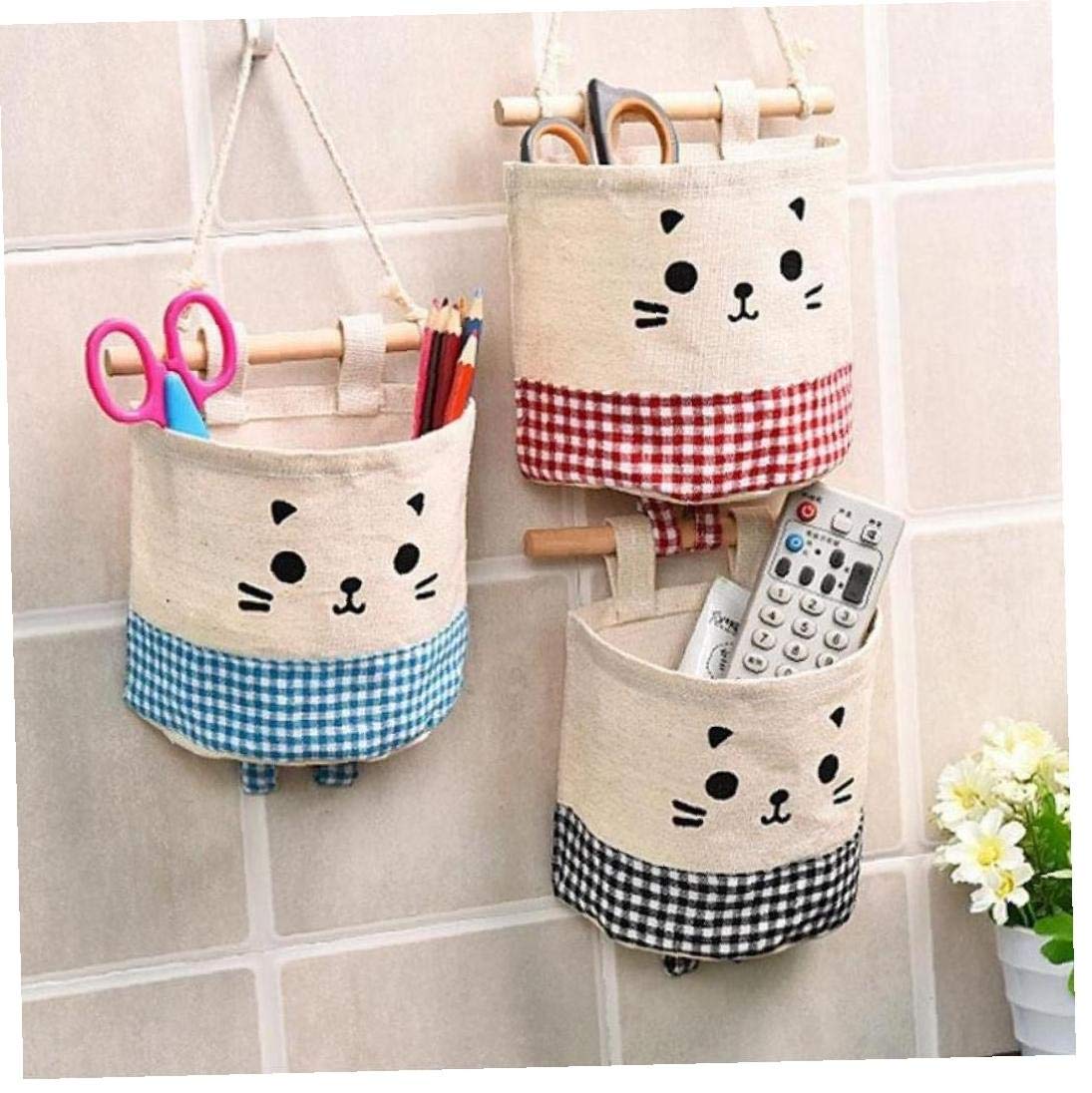 Cocina casera colgante de puerta de la pared organizador de bolsillo