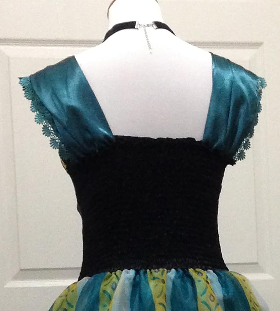 Amazon Com Cokos Novelty Adult Women Frozen Anna Elsa Coronation Dress Costume Xxs Xsmall 00 2 Necklace Amazon Green Clothing