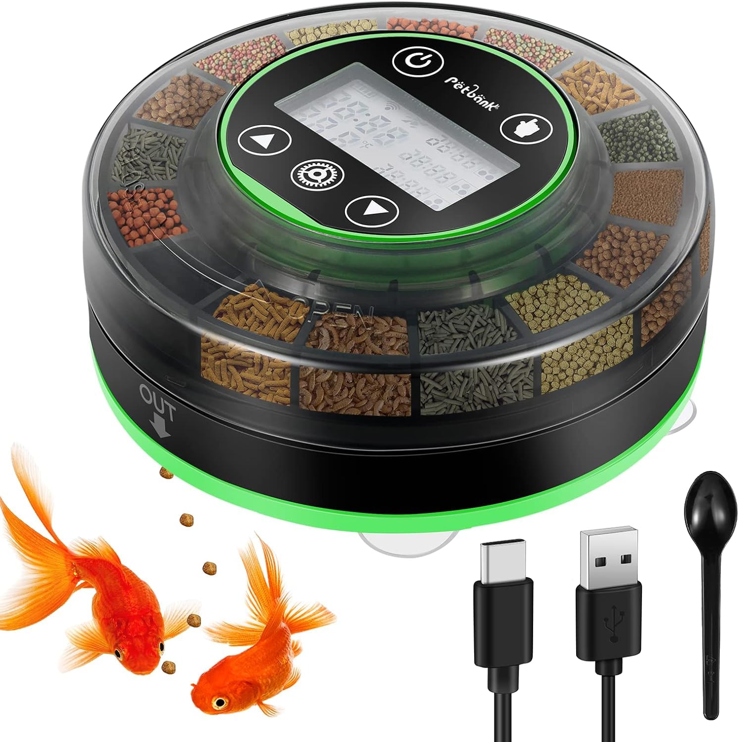 Photo 1 of Petbank Automatic Fish Feeder for Aquarium - Moisture-Proof and Precision Feeding Betta Vacation Feeder, USB Rechargeable Auto Fish Food Dispenser with Timer,LCD Display