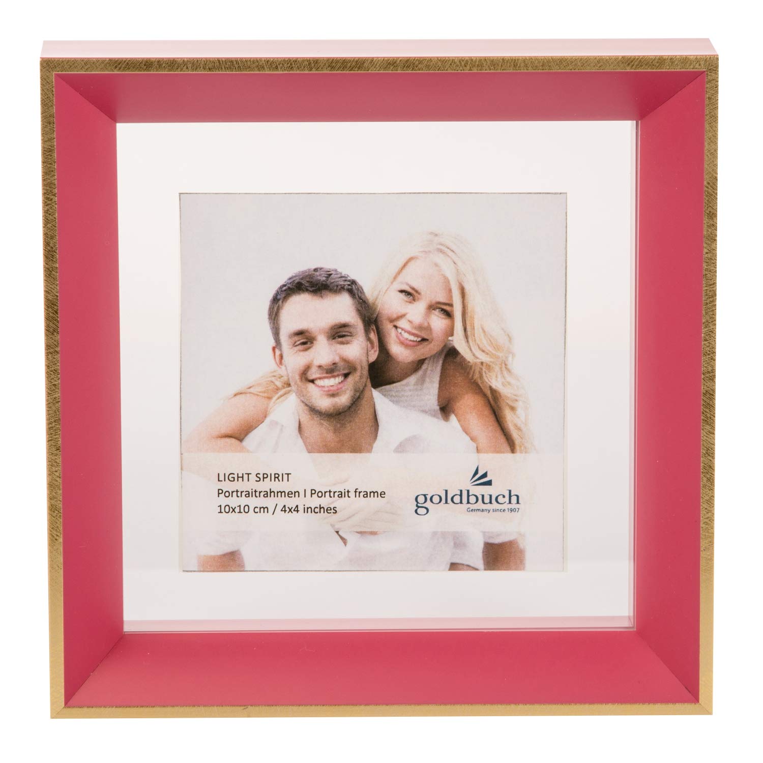 goldbuch Light Spirit Photo Picture 10 x 10 cm Format Portrait Stand and Golf Single Plastic Frame, Pink, ca. 17 x 17 x 4 cm