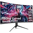 KTC 27 inch Gaming Monitor, 1440P Curved Monitor, 180Hz, 144Hz, 2K, 1500R, 1ms, FreeSync Premium/G-Sync, DisplayPort/HDMI/USB, Vesa/Wall Mount Computer Monitor, Ultrawide PC Monitor H27S17