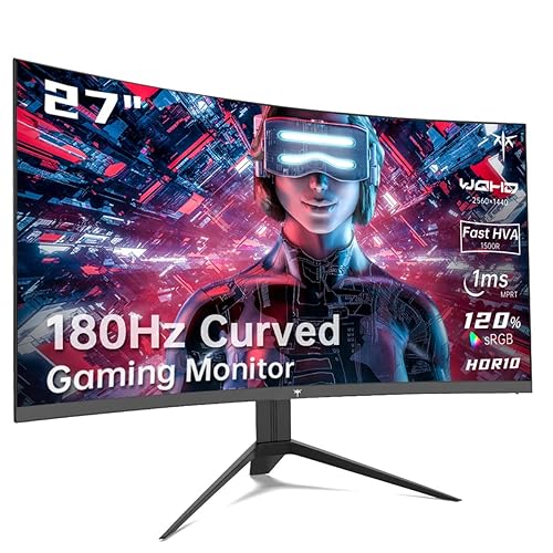 KTC 27 inch Gaming Monitor, 1440P Curved Monitor, 180Hz, 144Hz, 2K
