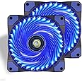 Conisy Silent Series 120mm Case Fan for Computer Case, LED PC Case Fan with 4pin Molex & 3pin Motherboard Connector - Blue (2