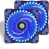 Conisy Silent Series 120mm Case Fan for Computer Case, LED PC Case Fan with 4pin Molex & 3pin Motherboard Connector - Blue (2