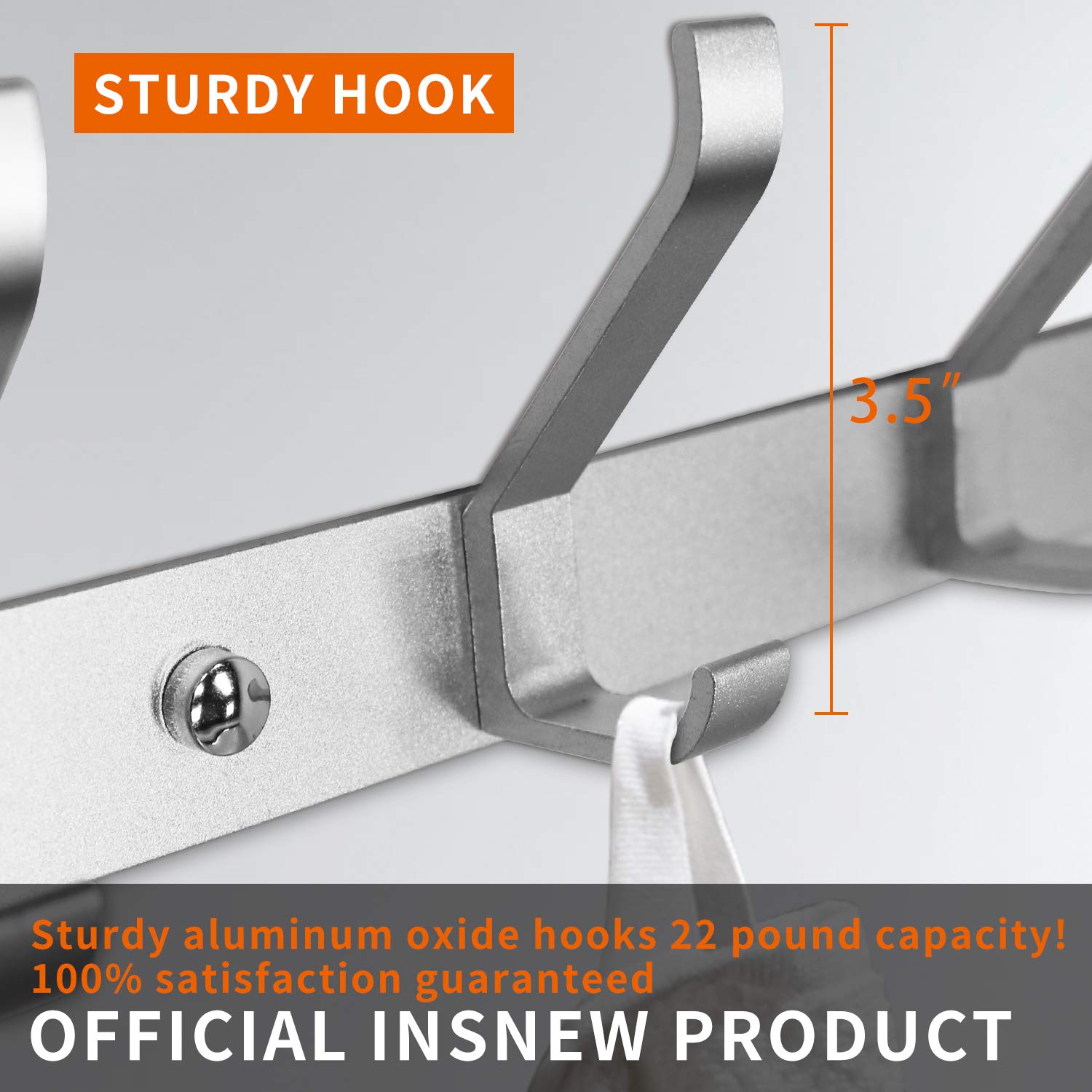 Wall Mounted Coat Rack - Coat Hook Rack Rail Hanger to Hang Coat Clothes, Hat, Towel, Key - Modern Heavy Duty 10 Hooks for Entryway, Kitchen, Bathroom, Door, Closet Room 2 Packs