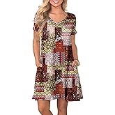 lionstill Women's Casual T Shirt Dress Summer Short Sleeve Swing Dresses with Pockets
