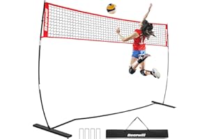Bearwill Volleyball Net, 12FT Portable Volleyball Net for Backyard, Freestanding Volley Ball Set Height Adjustable with Carry Bag, Volley Ball Practice Nets Training Equipment for Indoor and Outdoor