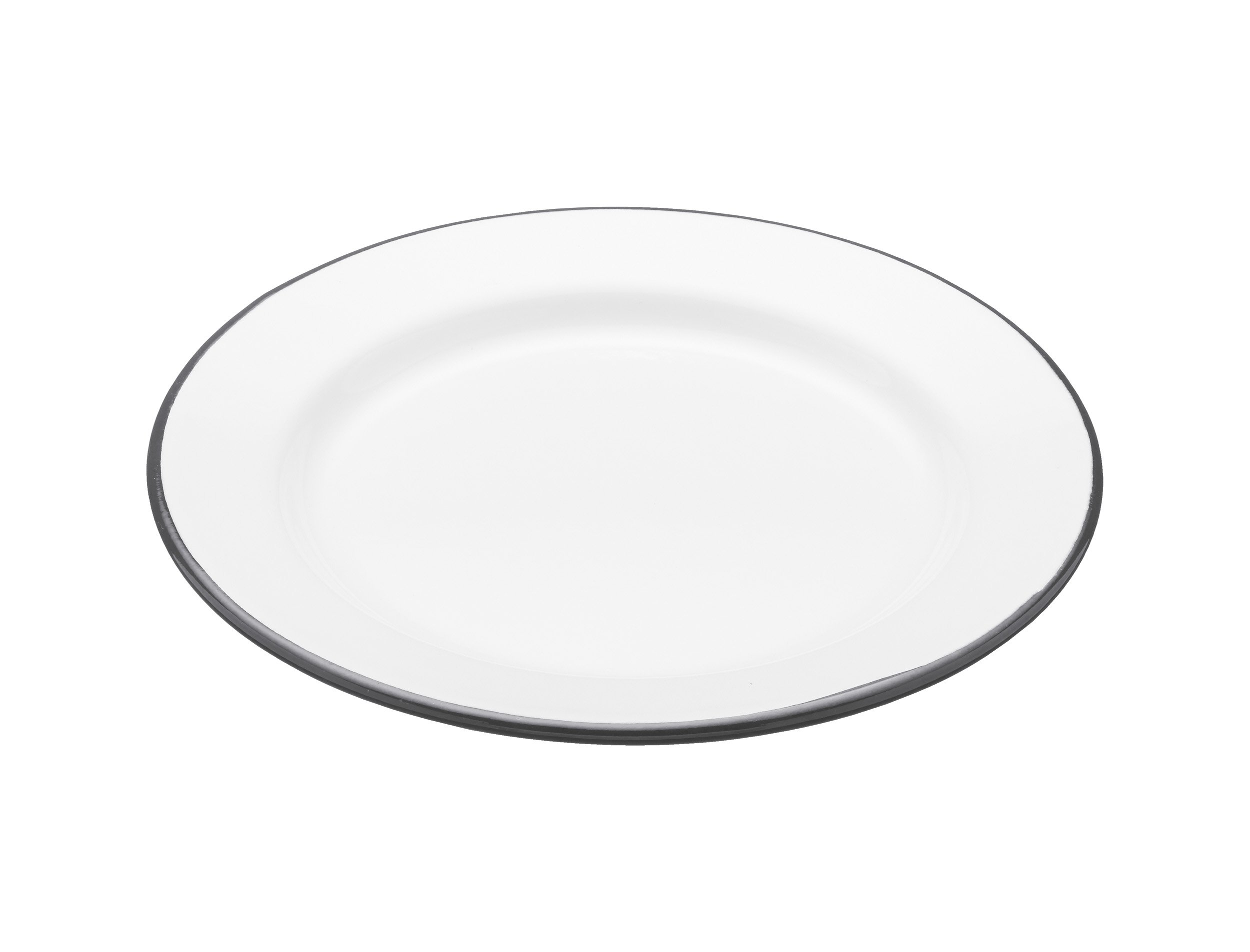 KitchenCraft Living Nostalgia Enamel Side Plate, Classic Non-Stick Enamel Dinner Plate, 20cm (8"), White & Grey