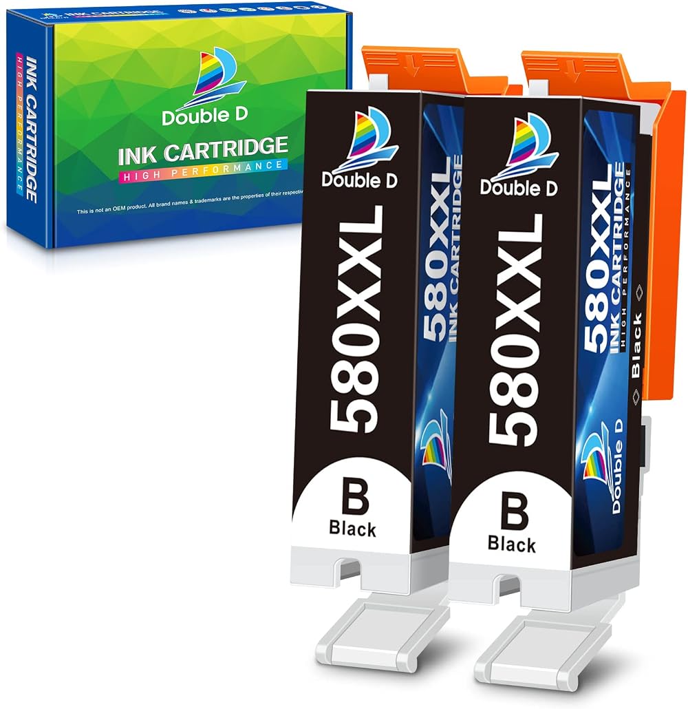 Double D 2x PGI-580XXL Black Ink Cartridges for Canon Pixma TR7550 TS6150