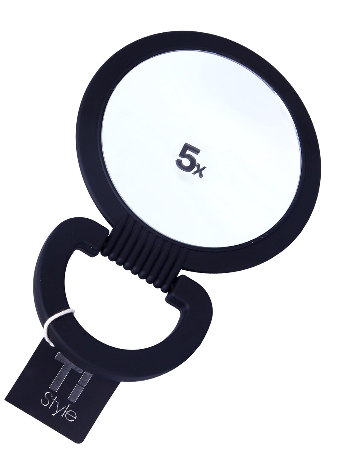 Double Sided Pedestal Mirror Stand - Vanity Round Mirror with 1x and 5x Magnification - Adjustable Handle and Portable Free-Standing Mirror for Travel, Shaving, Bathroom, Tabletop, Makeup (Black): Beauty