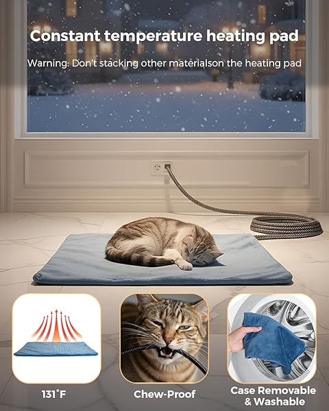 BRAVEDREAM LARGE CAT HOUSE WITH HEATING PAD, INSULATED WEATHERPROOF CAT HOUSE FOR FERAL CATS, ESCAPE DOOR, ELEVATED, CLAWSABLE, FOLDABLE, OUTDOOR HEATED PET HOUSE FOR WINTER, GARDEN, PATIO, BACKYARD