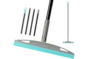 KEFANTA Multifunction Magic Broom, Silicone Floor Squeegee Broom with 59" Long Handle, Scraping Broom for Floor Bathroom Kitchen Shower Tile Pet Hair Fur Marble Glass Water Window Foam Cleaning, Blue
