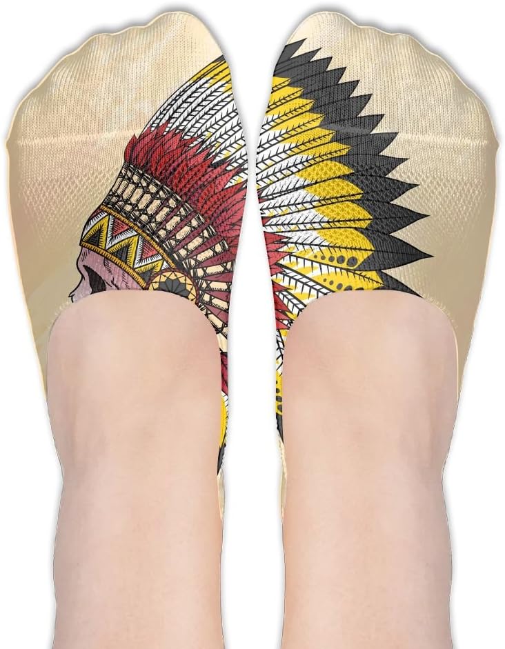 DGYEG44 Skull Indian Womens Cotton Boat Socks Ankle Socks Sports Socks Fashion