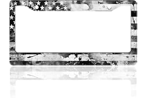 TINALUIN Vintage American Flag License Plate Frame USA Flag Stainless Steel License Plate Holder for Front or Rear Car Tags Funny for Car Decoration Accessories with Screws 6.3 X 12.2 in for Women Men