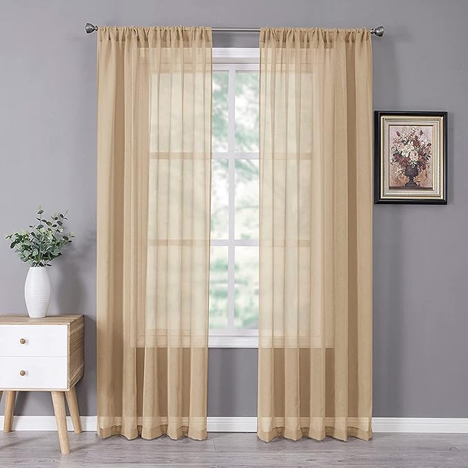 Buy Urban Space Linen Solid Curtains, Long Door 9 ft x 4.5 ft, Taupe