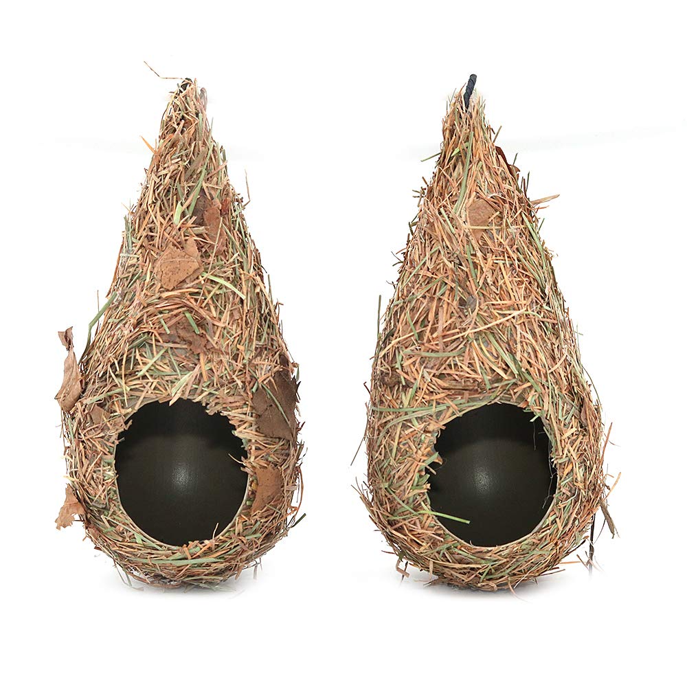 Namvo Pack of 2 Handwoven Straw Bird Nestings Box Grass Nests for Home Gardening Décor