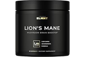20,000mg 16x Strength Lions Mane Supplement Capsules Super Nootropic w. Ashwagandha & Rhodiola - Highest Potency Lion's Mane 