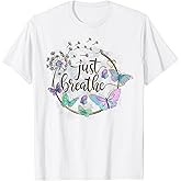 Just Breathe Dandelion Summer Wildflower Womens' Butterfly T-Shirt