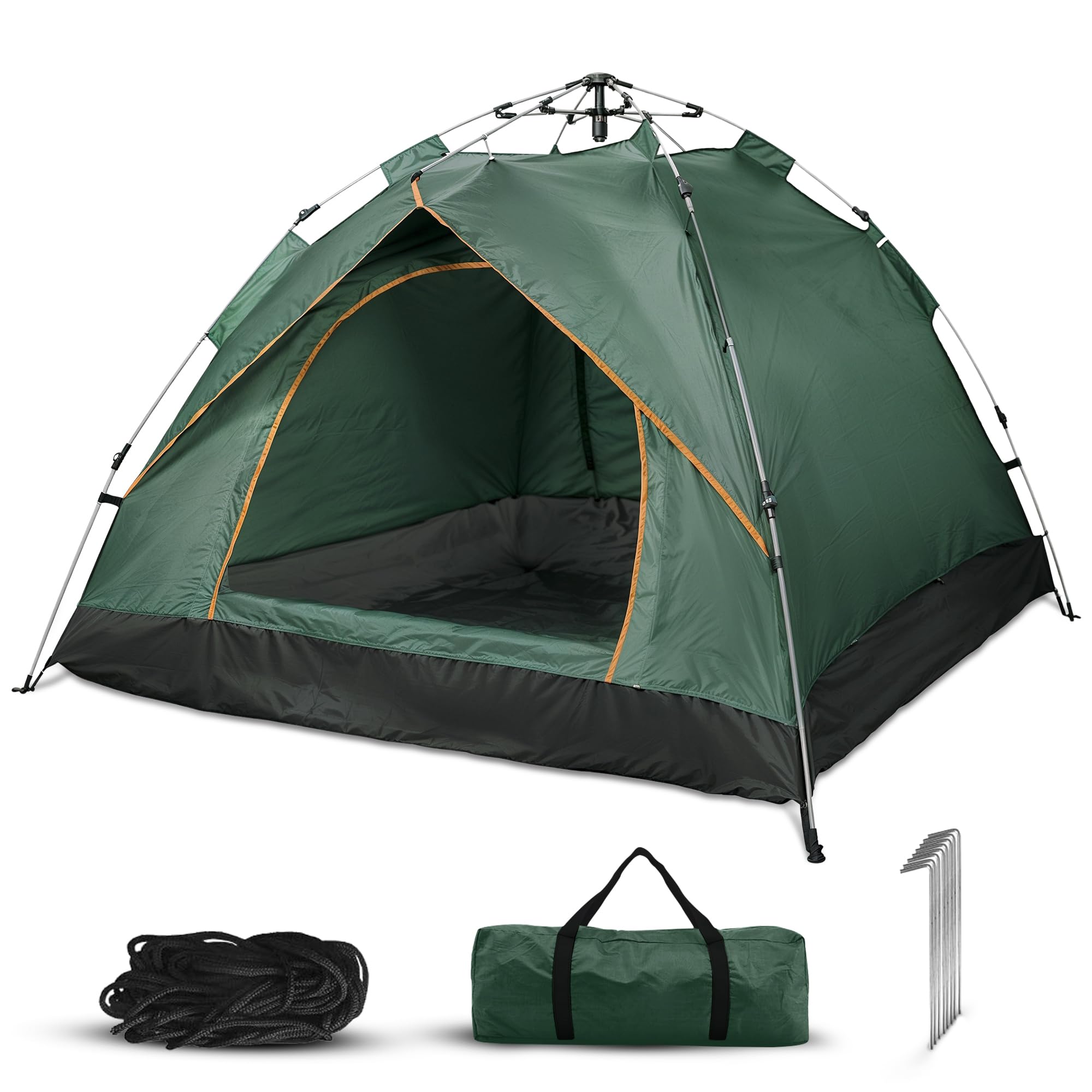 Qisan Hydraulic Dome Tent Automatic Camping Tents 3-4 Person Canopy Easy to Set up and Package for Outdoor Garden Backpacking Hiking (Green)