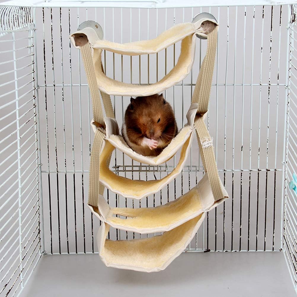 POPETPOP Hammock Hanging Bed Small Animal Warm Shelf House Cage Nest for Hamster Chinchilla Rat Mice Gerbil Guinea-pigs Rabbits (Yellow) - Image 4