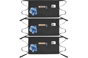 Serrenf 3 Pcs Server Apron with 3 Pockets, aprons for women with pockets, waterproof apron with waitress apron, aprons for me