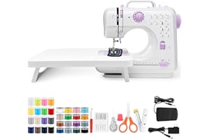 Sewing Machine with Extension Table, Mini Sewing Machine Portable Electric Sewing Machine, 12 Stitches Sewing Machine with LE