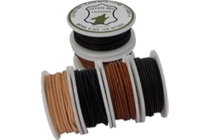 Coyote Bay® Genuine Leather Cord in 4 Classic Matte Colors, 11 Yards Each, for Jewelry Making, Crafts and Hobby Projects (1.5 mm)