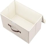TYEERS Collapsible Fabric Storage Box with Lid Beige Set of 3 38x25x25 cm view 3
