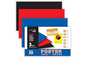 BAZIC Poster Board 22" X 14" Assorted Colored Poster Board Paper for School Craft Project Presentation (3/Pack), 1-Pack