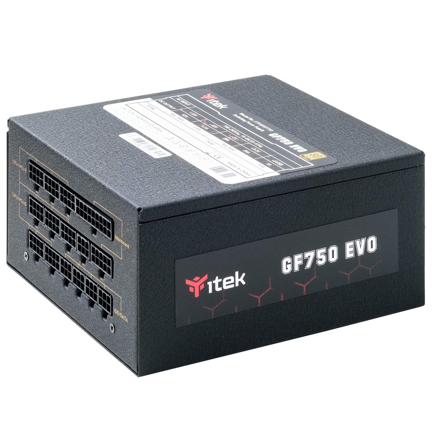Itek Power Supply For Pc Gf750 Evo - 750W Hdb Hydraulic Dynamic Bearing 12Mm Active Pfc Protection Efficiency Certification 80 Plus Gold Semi Modular Plug Giapp Capacitors