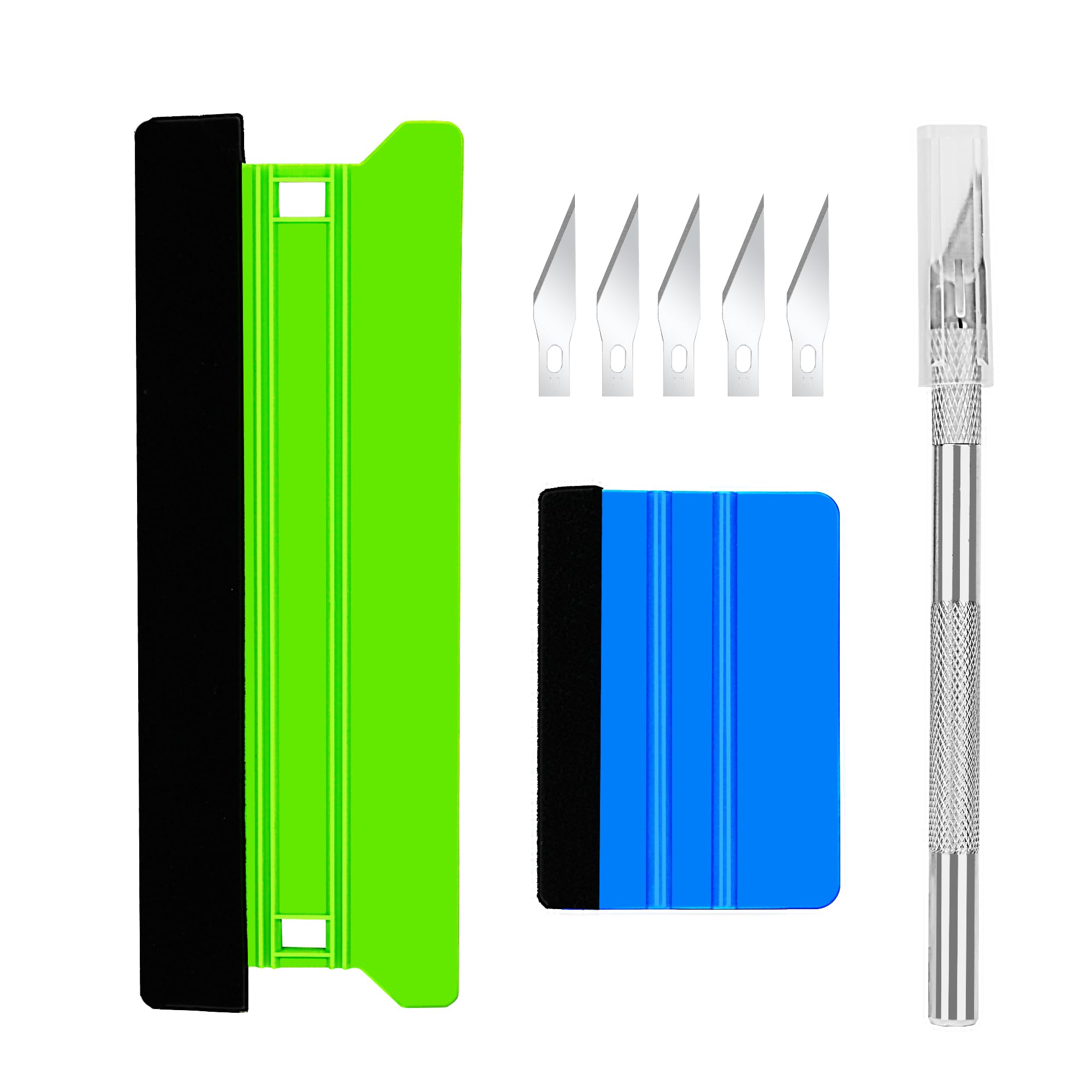 Ewrap Efficient Application Vinyl Wrap Kit, Window Film Tools & Wallpaper Tools - 21cm & 10cm Plastic Felt Squeegee and Trimmer for Glass Film, Car Vinyl, Car Tint & Wallpaper