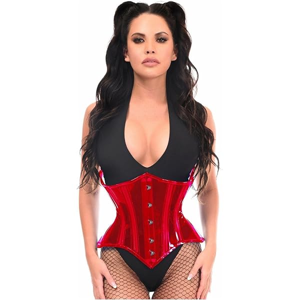 Daisy Corsets lavish curvy cut red mini cincher Lavish Clear Orange Curvy Cut Mini Cincher Corset | Daisy  main image 4