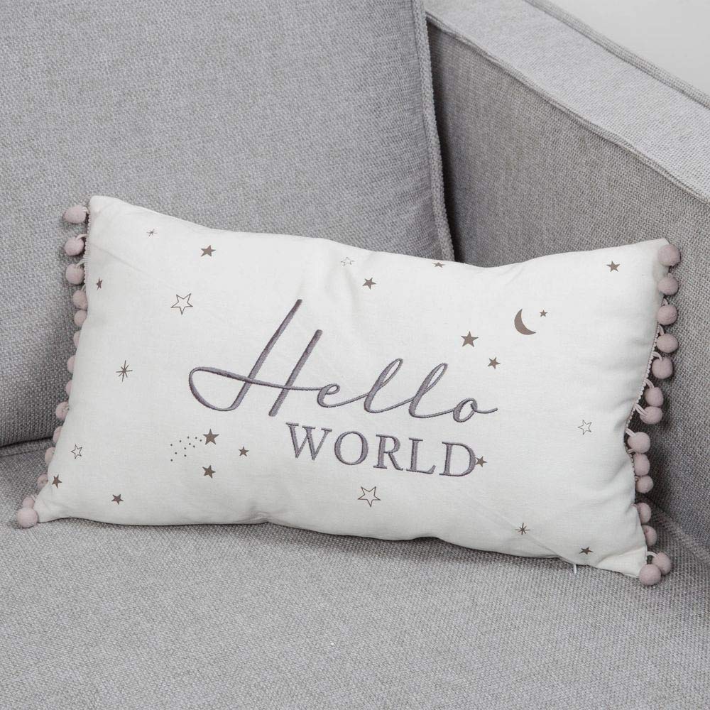 Hello World Tassled Cushion Nursery Decoration