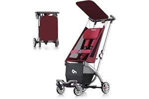Beberoad Love R1 Auto-Folding Ultra Lightweight Travel Stroller for Airplane, Small Compact Stroller for Babies and Toddlers Aged 6-36 Months with Mirror Anodizing Frame, Only 11.5 lbs, Red