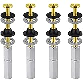 Hibbent 4 PCS Universal Toilet Seat Bolts Kit, Heavy Duty Solid Brass Toilet Bolts with Extra Long Stainless Steel Downlock N