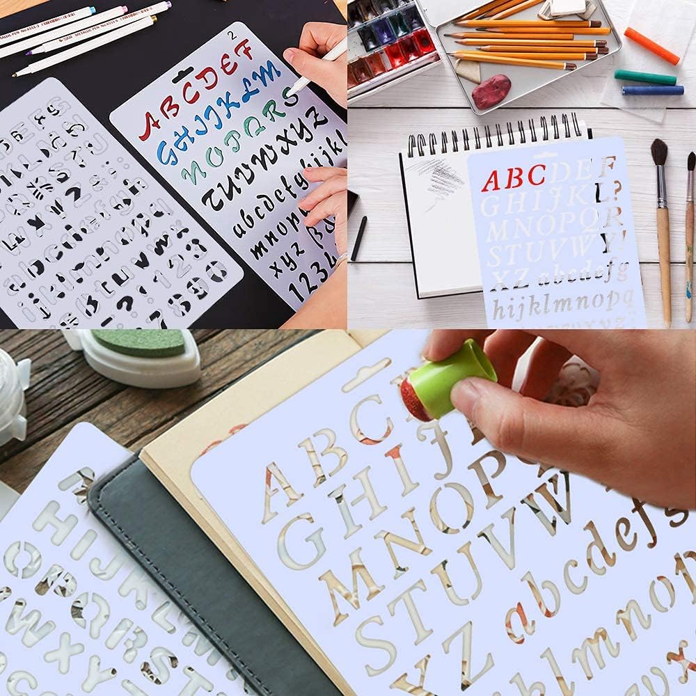 UCEC 6 PCS Letter and Number Stencils, 8.2x12.2 Inch Alphabet Stencils Reusable Template Sets for Bullet Journal Supplies, Card, Scrapbooking and DIY Craft Projects : Kitchen & Dining