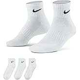 Nike Unisex Everyday Cushioned Training Ankle Socks (3 Pairs), White/Black, Medium
