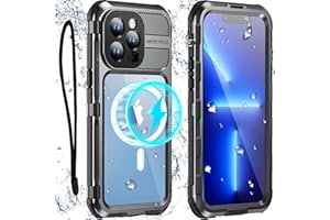 WIFORT for iPhone 13 Pro Waterproof Case - Metal 360 Full Body [IP68 Water Proof][Built-in Screen Protector][14FT Military Shockproof][Compatible with MagSafe] Dustproof Protective Cover, 6.1" Black