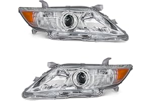 ADCARLIGHTS Compatible with 2010 2011 Toyota Camry Headlights Chrome Housing Amber Reflector Clear Lens Driver and Passenger Side