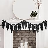 VitalCozy Bow Garland Banner Silk Bow Hanging Banner for Girls Bridal Shower Coquette Baby Shower Decor Bachelorette Party Birthday Party Decorations(Black)