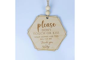 ONNIBE Wooden hexagon card Please Do Not Touch or Kiss Baby Sign Please Do Not Touch Baby Wooden Sign Baby Shower (M07)