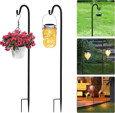 AKOFIC 2 Pack Adjustable Shepherds Crook Hooks 100cm Garden Stake