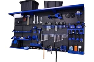 OmniWall Weekend Warrior XL Metal Pegboard Wall Organization System (Black/Blue)