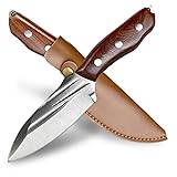 AOSILEY Pocket Fixed Blade Knife with Wood Handle
